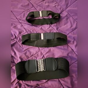 Elegant Black Elastic Belt Set